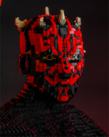 The head of the Sith Lord Darth Maul created out of LEGO for LEGO® Star Wars: The Exhibition at Melbourne Museum.