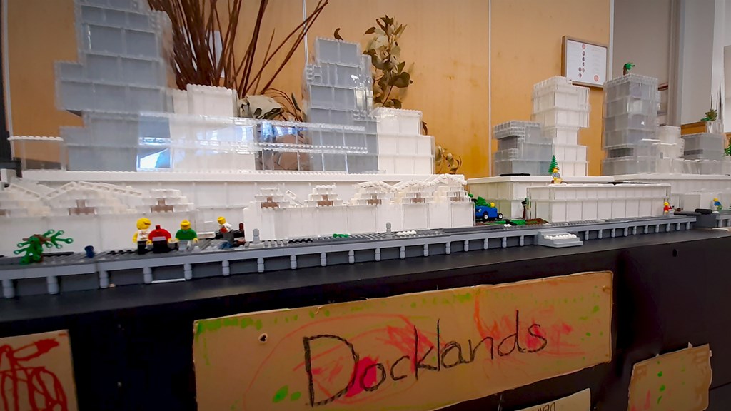 LEGO display model of the Docklands community