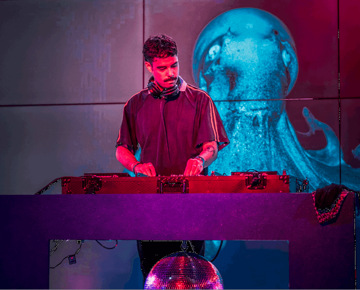 A DJ playing at Nocturnal, Melbourne Museum.