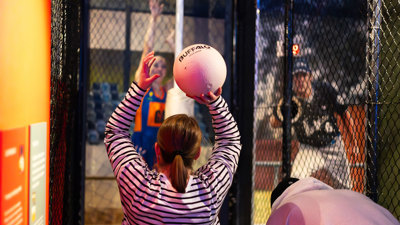 Visitors enjoy the Sportsworks exhibition.