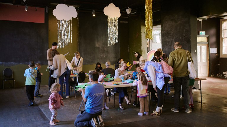 Children and parents crafting at the Wheeler centre.