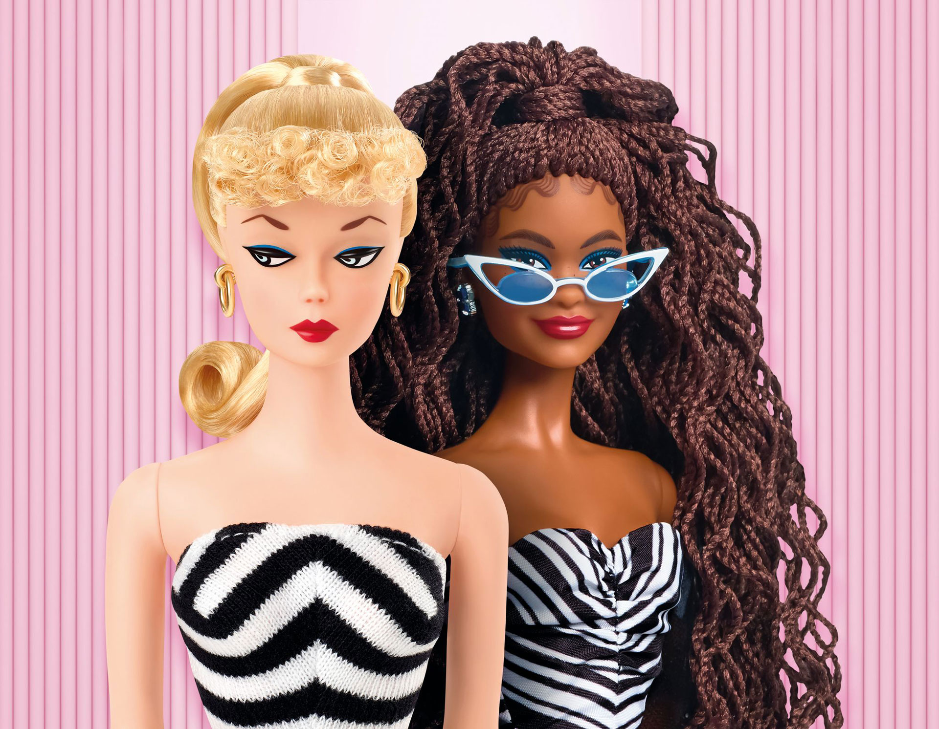 First edition Barbie and Barbie’s 65th Anniversary doll. Source: Mattel ©2006