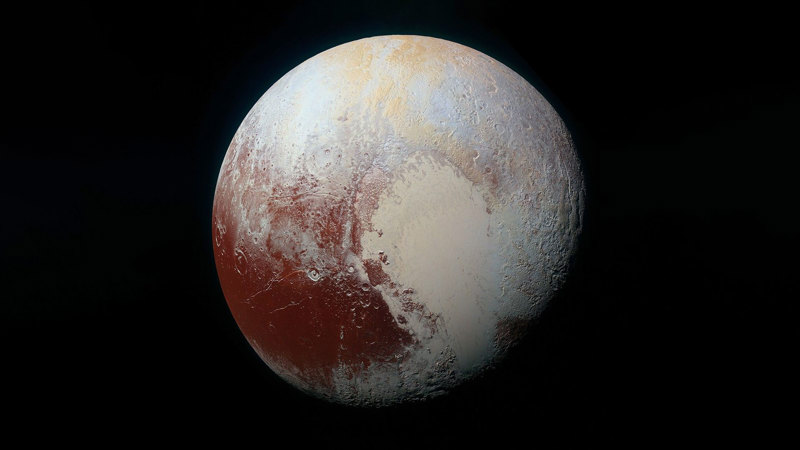 Pluto as seen in high resolution by New Horizons during its July 2015 fly-by.