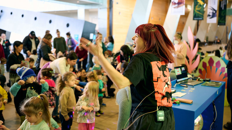 Children Dancing at the Dino Disco during Dino Days.