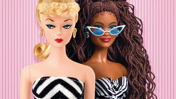Headshots of two Barbie® dolls