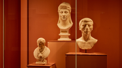 Roman busts in ROME: Empire, Power, People exhibition in Melbourne Museum.