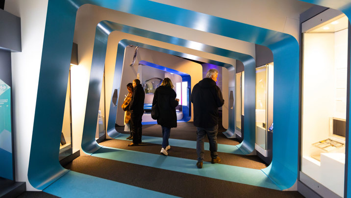 People walking through Think Ahead Exhibition at Scienceworks After Dark.