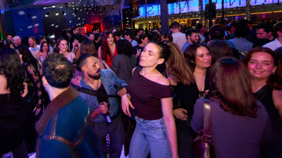 People dancing during Discoteca Italiana, Melbourne Museum.