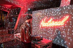 A Dj playing at Nocturnal, Melbourne Museum.