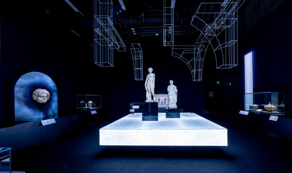 Installation view of the ROME: Empire, Power, People exhibition, on display at Melbourne Museum until 25 October 2026