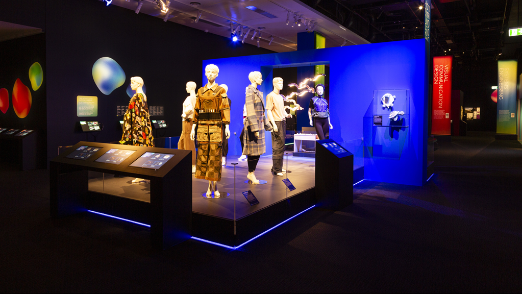 Student fashion design on display at Top Designs, Melbourne Museum.