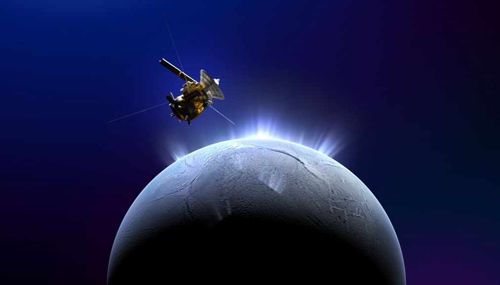 A spacecraft hovering above the earth