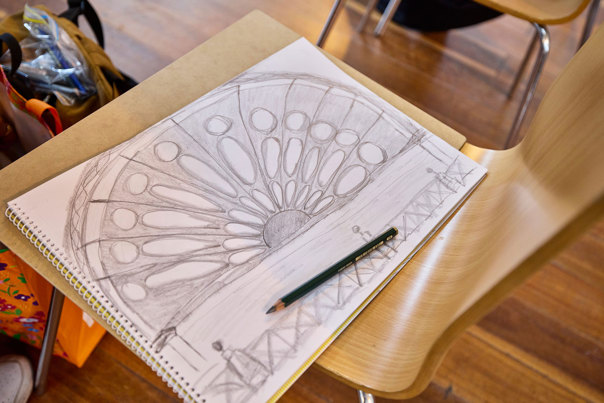 A sketch of one of the royal exhibition building windows