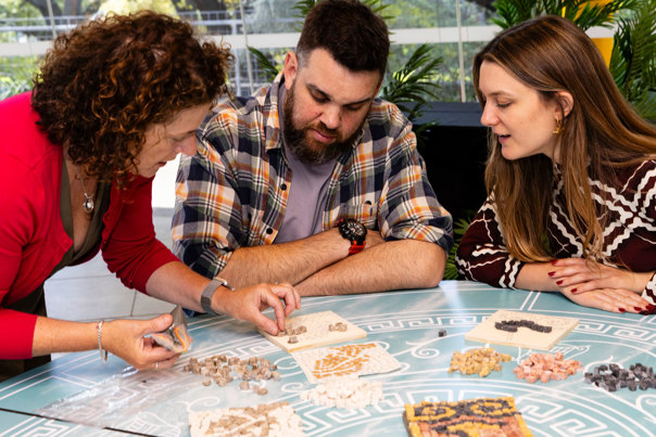 Under the guidance of Melbourne based artist Cetta Pilati, workshop participants create a 15x15cm mosaic inspired by the ancient artworks on display in ROME: Empire, Power, People exhibition, learning and practicing traditional Roman placement techniques that require no grouting, while gaining a deeper understanding of marble placement and composition.