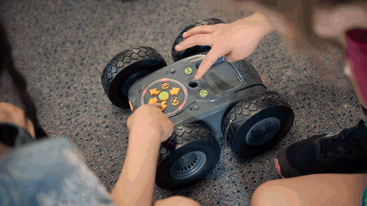 Kindergarten children building foundational skills in problem-solving, coding, and teamwork as they program a Rugged Robot during Museum Victoria's Rockets and Robots kindergarten incursion program 