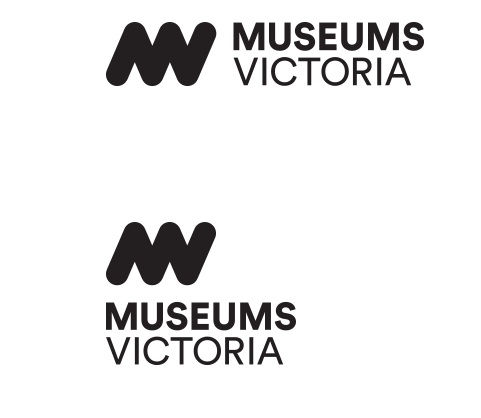 Museums Victoria logo and name shown in vertical and horizontal layout
