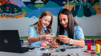 Two students work together during a Scienceworks education program.