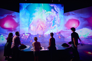 people in the queen ant chamber of antopia exhibition.