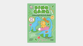 Front cover of the Dino Gang Colouring & Activity Book.