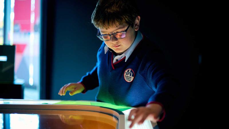 Student learns about future impacts of climate change within the ‘Think Ahead’ exhibition at Scienceworks.