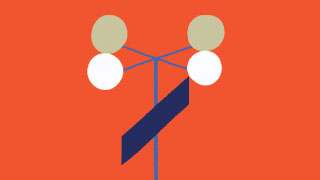 An illustration of a Robinson type anemometer, which looks like four half-spheres at the end of crossed pieces of metal, at equal distances on top of a pole, with a console at the bottom showing the reading.