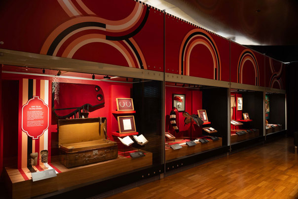 Various museum displays showcasing Phar Lap artefacts and historic stories.